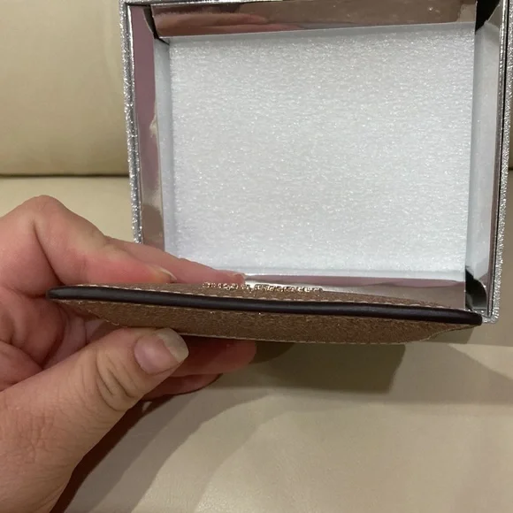 NWT Kate Spade Rose Gold Sparkle Glitter Tinsel Boxed Small Card Holder Wallet - Picture 12 of 16